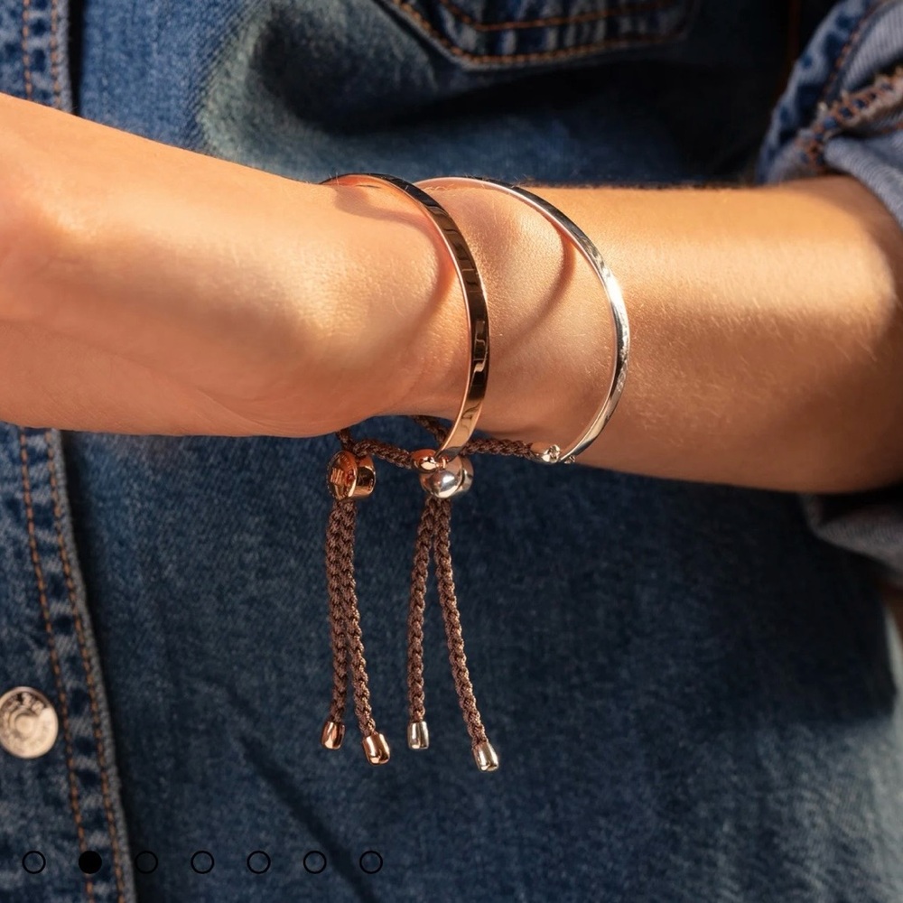 Monica Vinader Fiji Friendship Bracelet Rose Gold Metallic Pink Cord